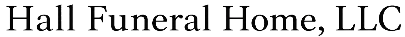 Hall Funeral Home, LLC logo in black text on a white background