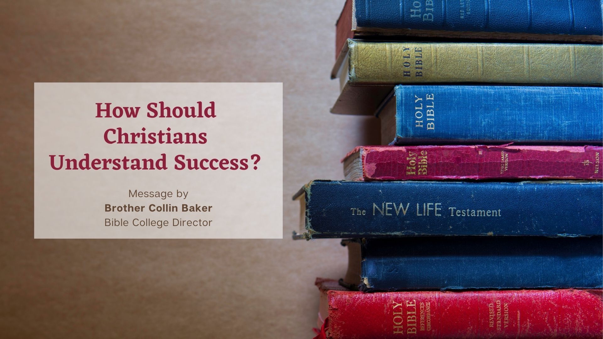A stack of books with a sign that says how should christians understand success