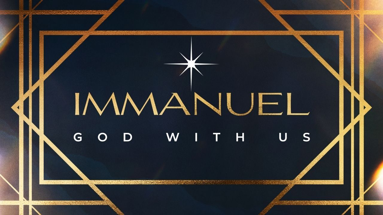 A black and gold logo for immanuel god with us
