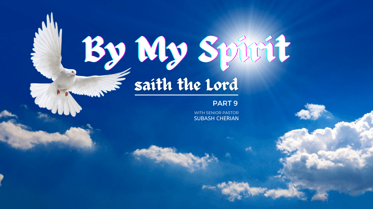 A dove is flying in the sky with the words by my spirit saith the lord