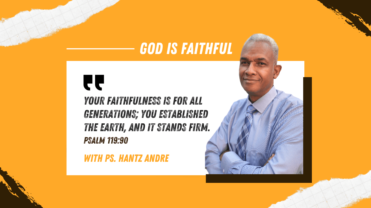 A picture of a man with a quote that says god is faithful
