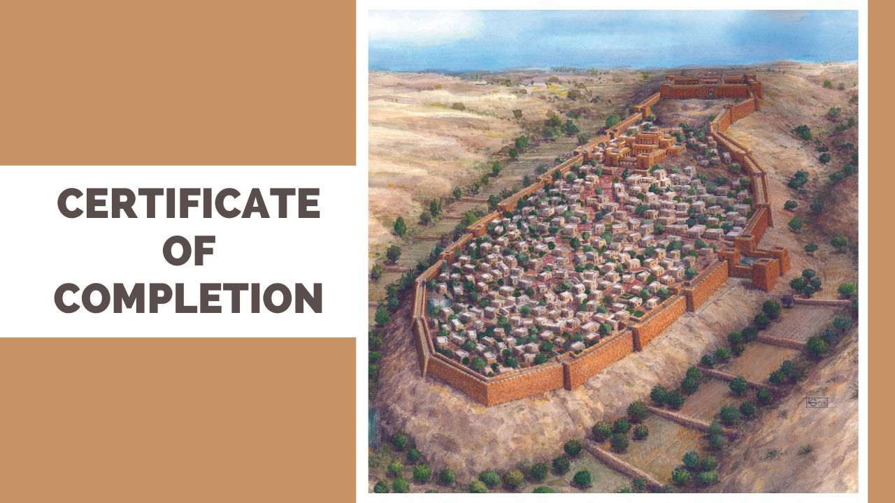 A certificate of completion with a picture of a castle in the background.