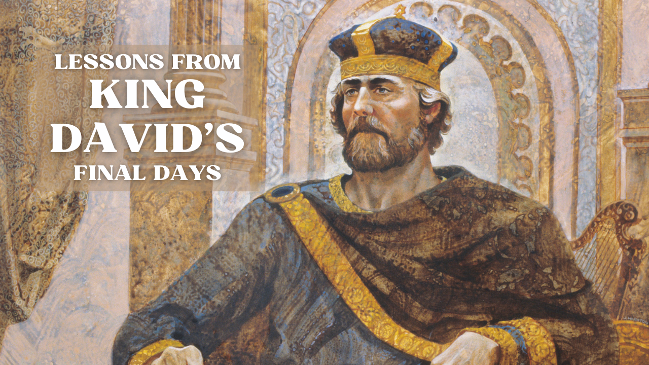 A painting of king david sitting on a throne