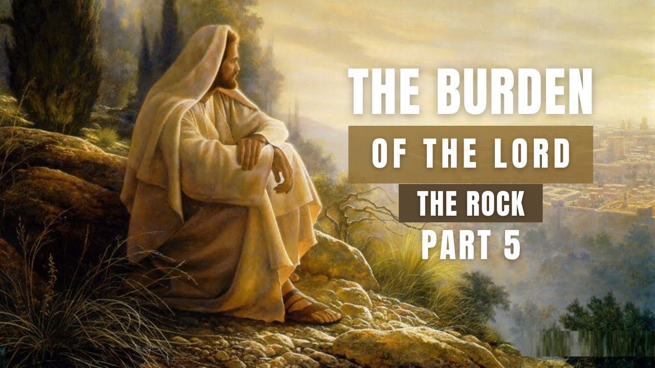 A painting of jesus sitting on top of a rock.