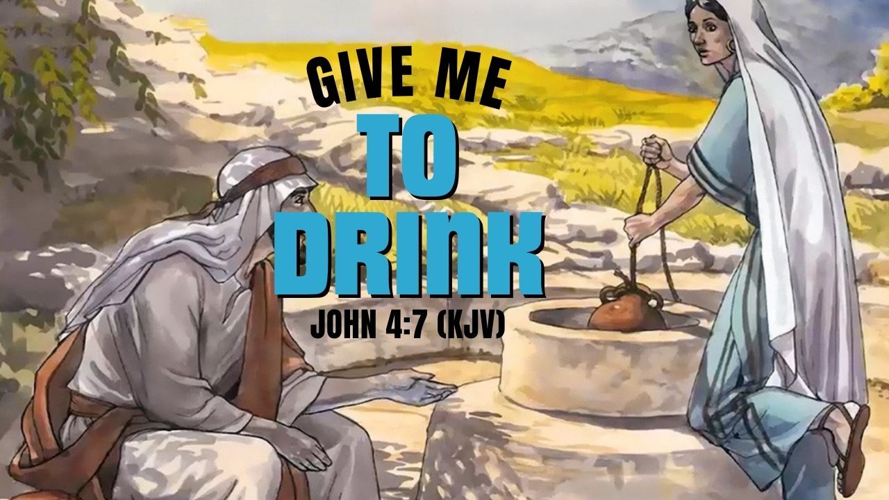 A man and a woman are sitting next to a well.