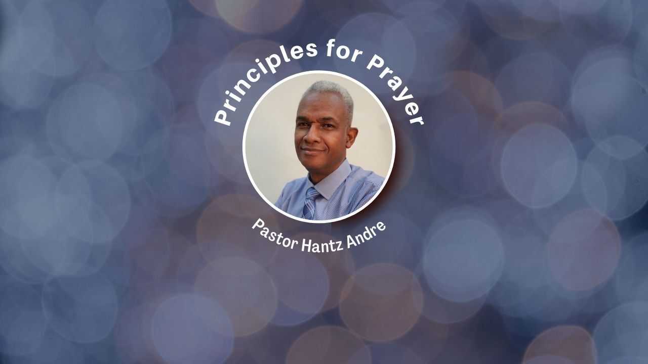 A picture of a man in a circle that says principles for prayer