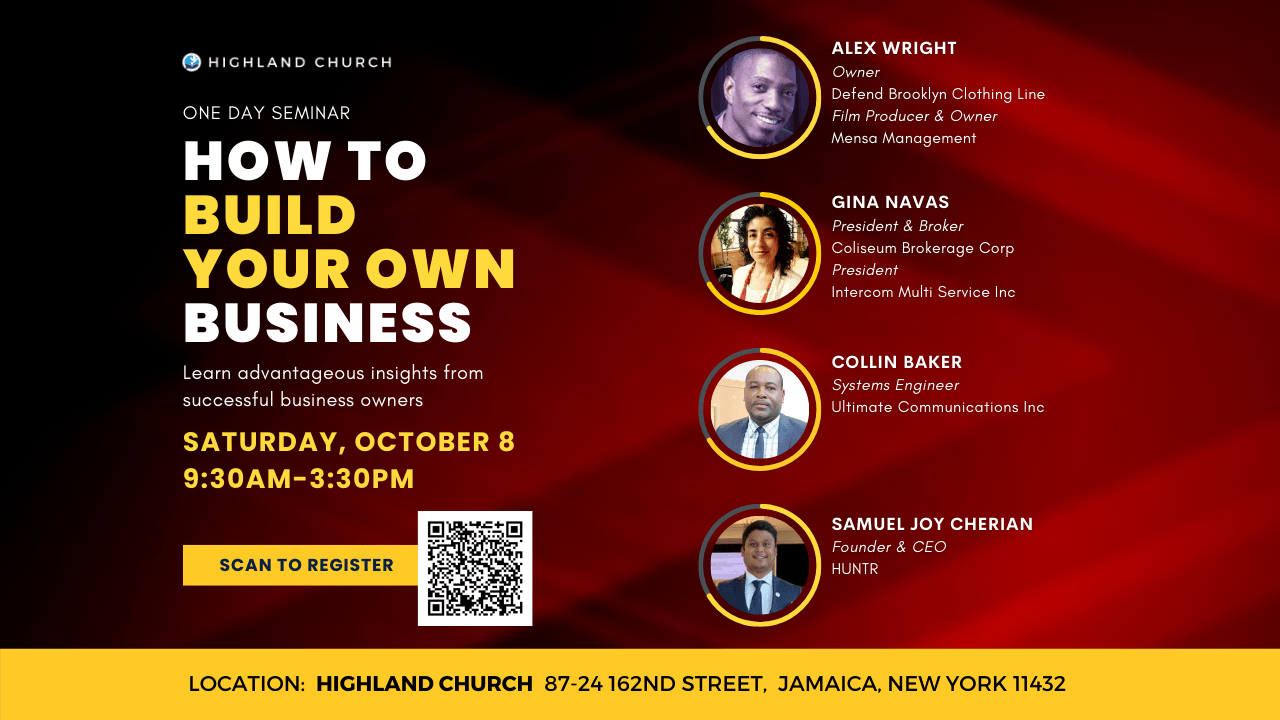 A poster for a seminar on how to build your own business