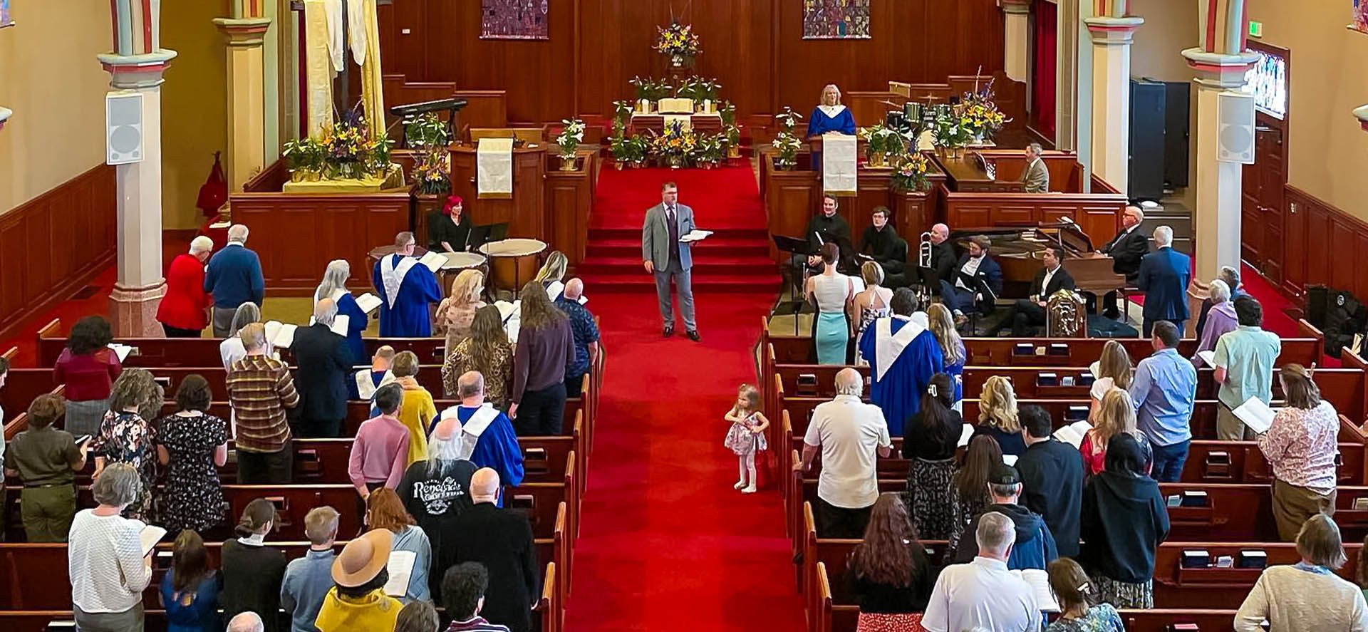 Easter services at First Baptist Church of Salt Lake City, Utah