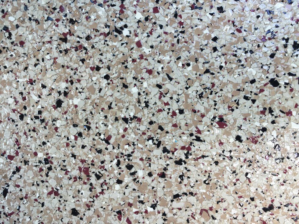 Fall flake color sample for polyaspartic garage flooring