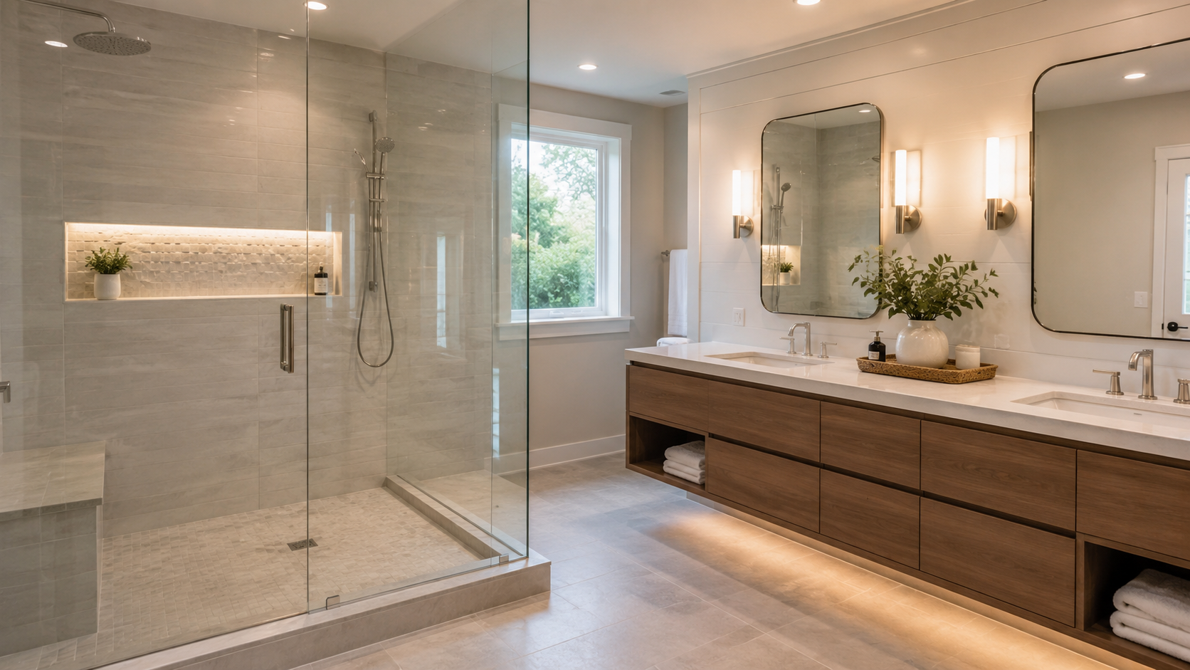 Newly remodeled modern bathroom that adds resale value to a Western Massachusetts home
