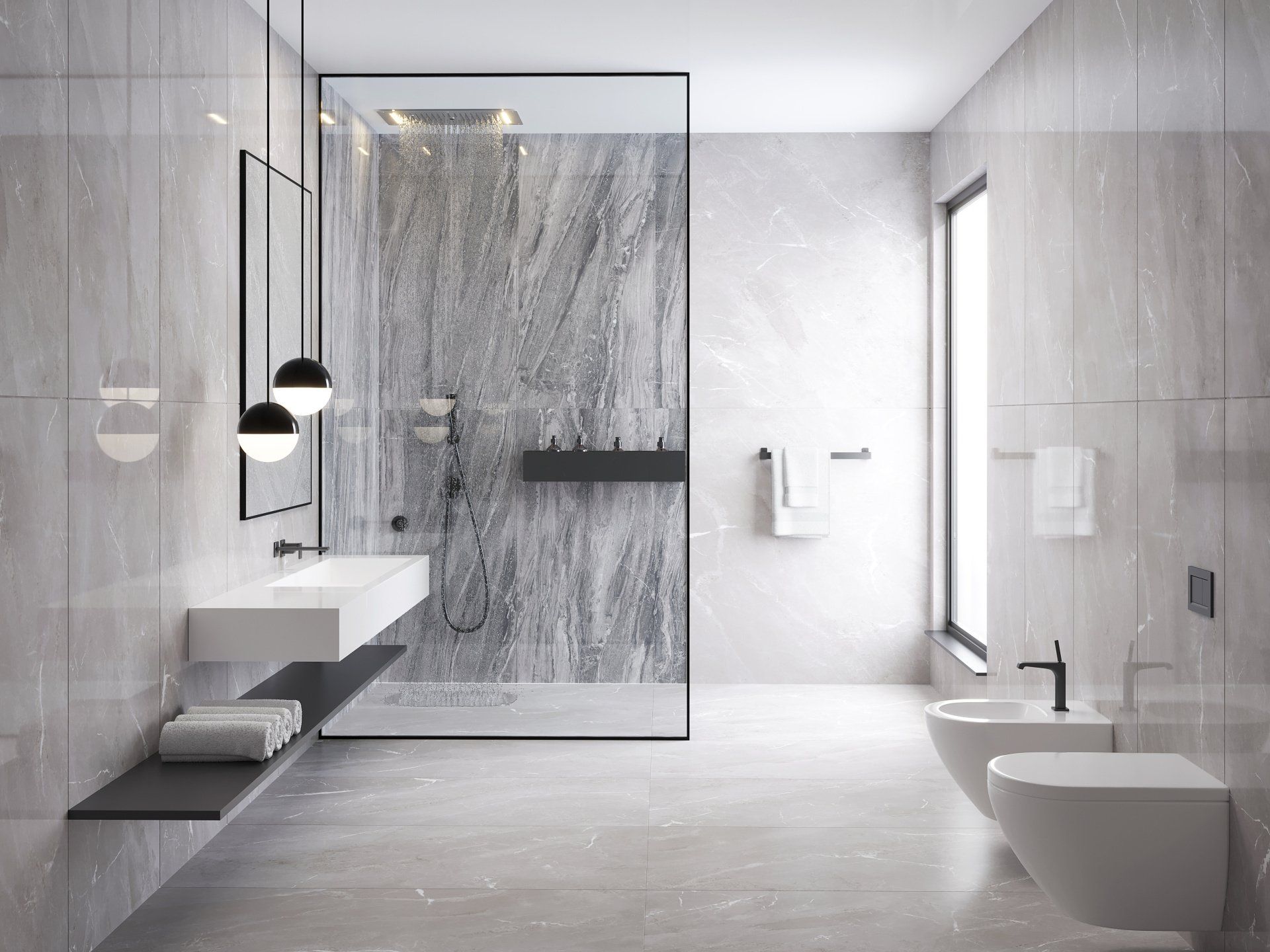 minimalistic bathroom remodel with walk-in shower