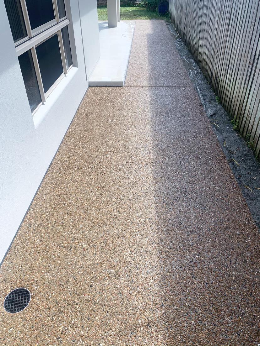 Side Path Exposed Aggregate Rock — Outdoor Concreting in Townsville, QLD