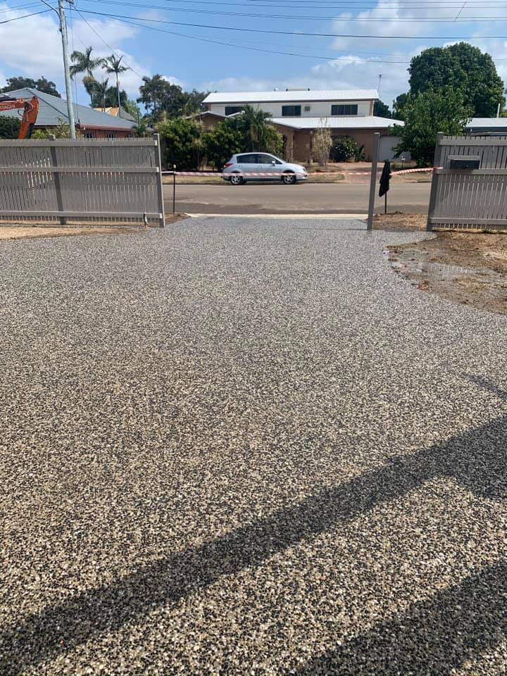 Exposed Aggregate Rock In Driveway — Outdoor Concreting in Townsville, QLD