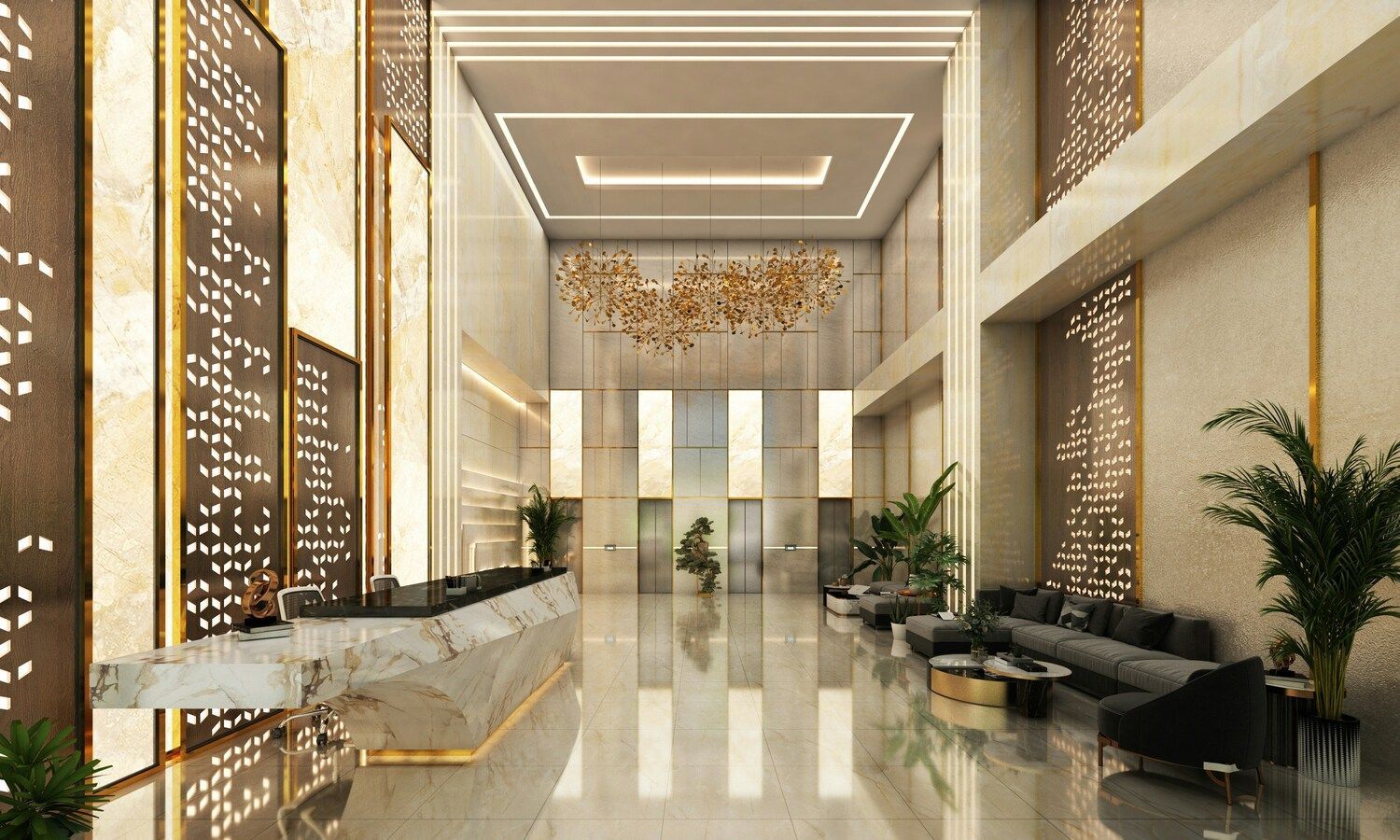 5 Ultra-Luxury Hotels: Elegant lobby featuring curated art pieces and refined architectural details.