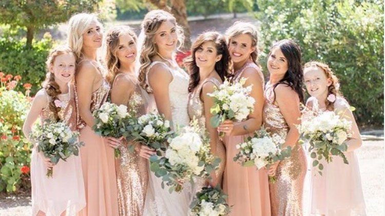 Bride with Her Bridesmaids — Redlands, CA — Hockridge Florist