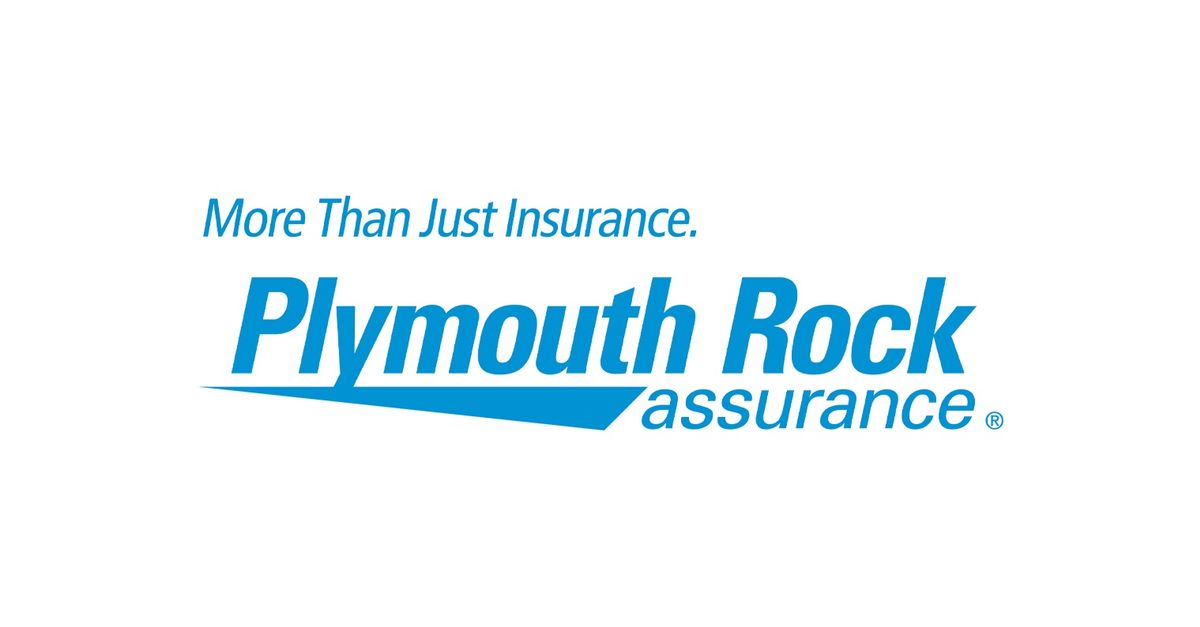 The plymouth rock assurance logo is blue and white and says more than just insurance.