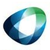 Blue and green abstract logo, an oval shape with geometric facets.