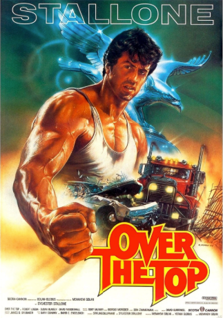 Over the Top movie poster featuring Sylvester Stallone and an arm-wrestling scene.