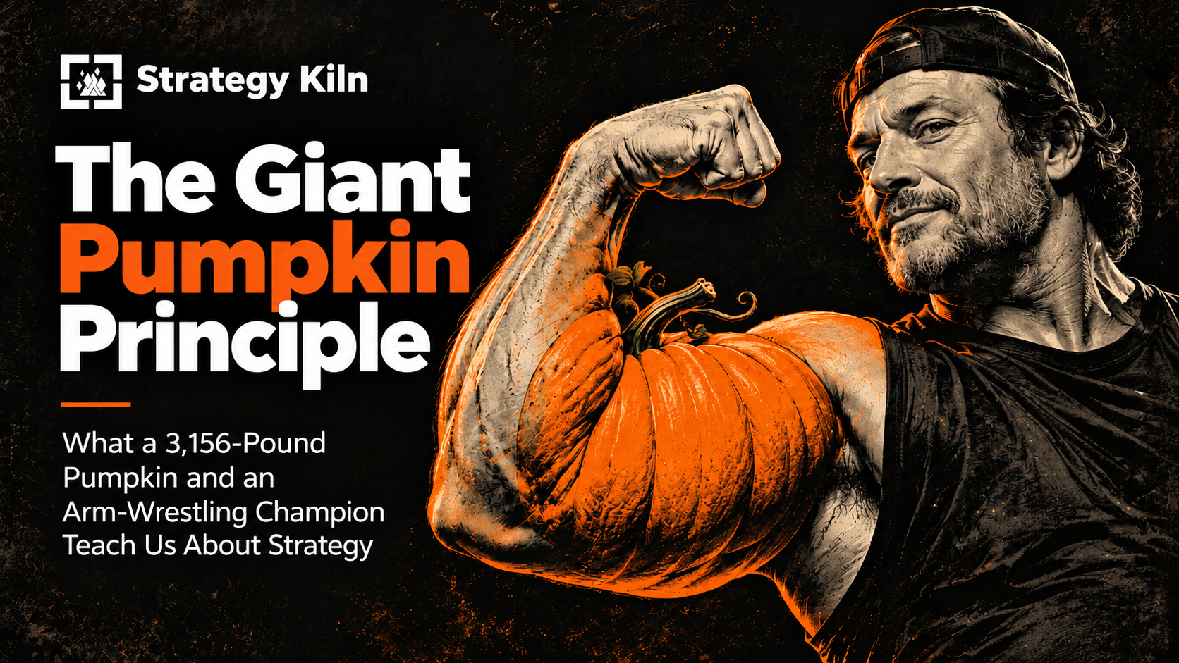 The Giant Pumpkin Principle cover: an illustrated arm wrestler flexing a pumpkin-shaped bicep.