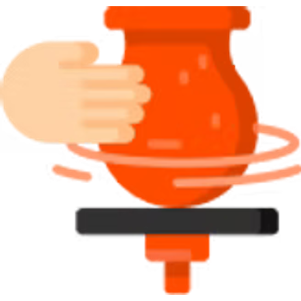 A hand shaping red clay pot on a spinning pottery wheel.