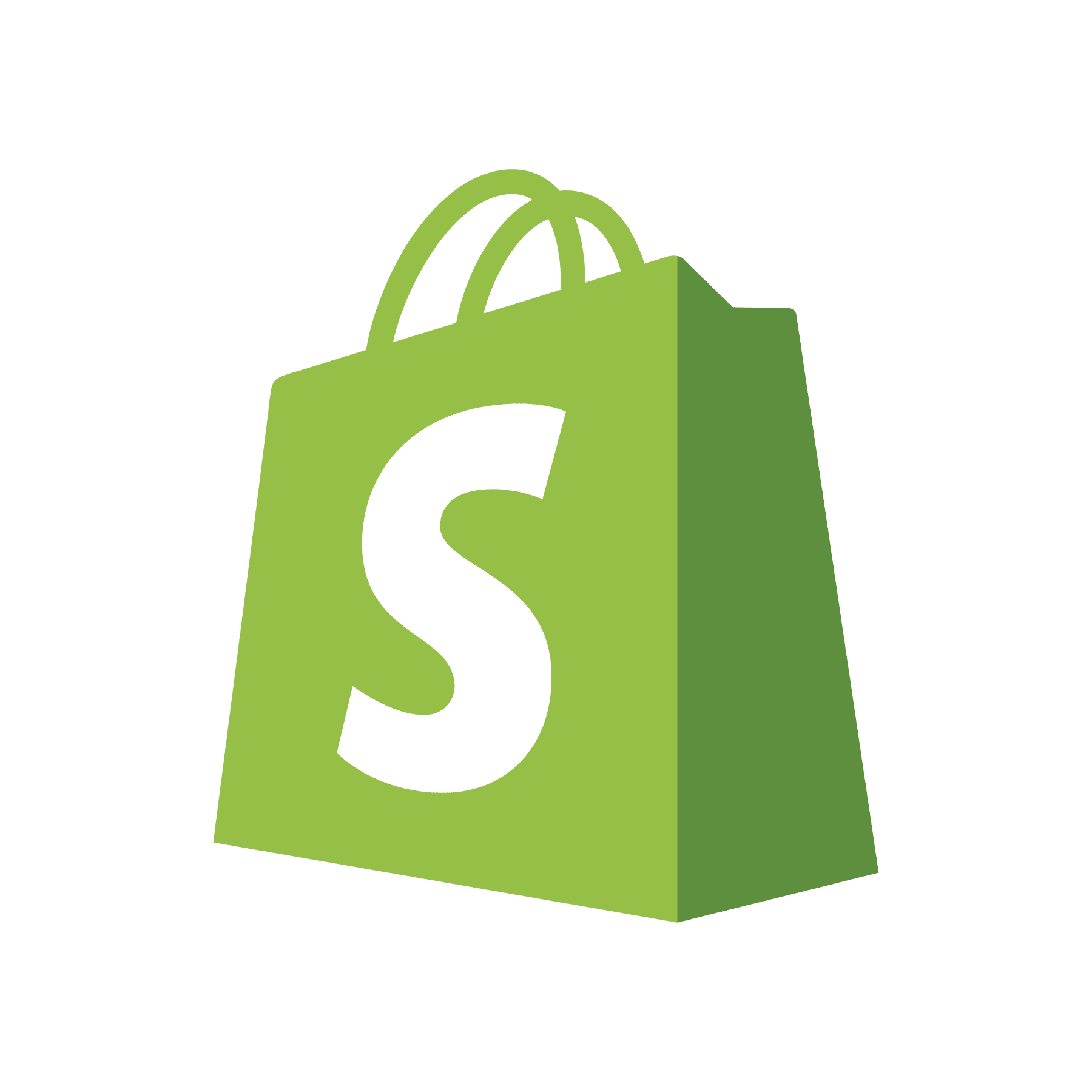 A green shopping bag with a white letter s on it.