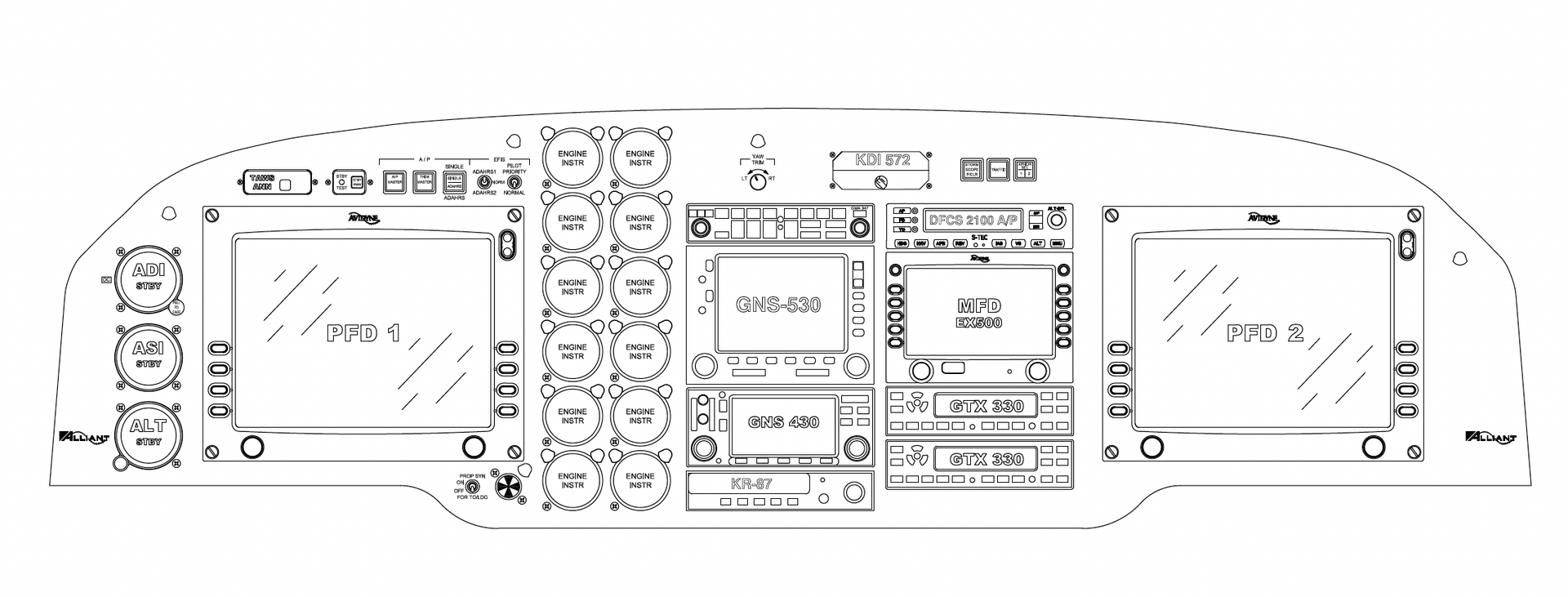 A black and white drawing of a dashboard of a car.