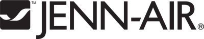 A black and white logo for jenn air with a check mark