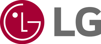 The lg logo is red and gray with a white circle in the middle.