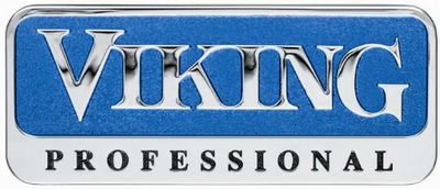 A blue and silver viking professional logo on a white background.