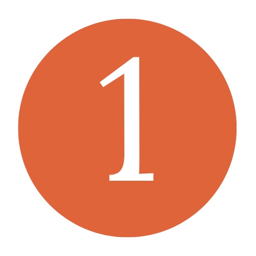 The number 1 is in an orange circle on a white background.