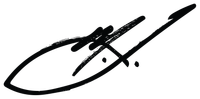 A black and white signature on a white background