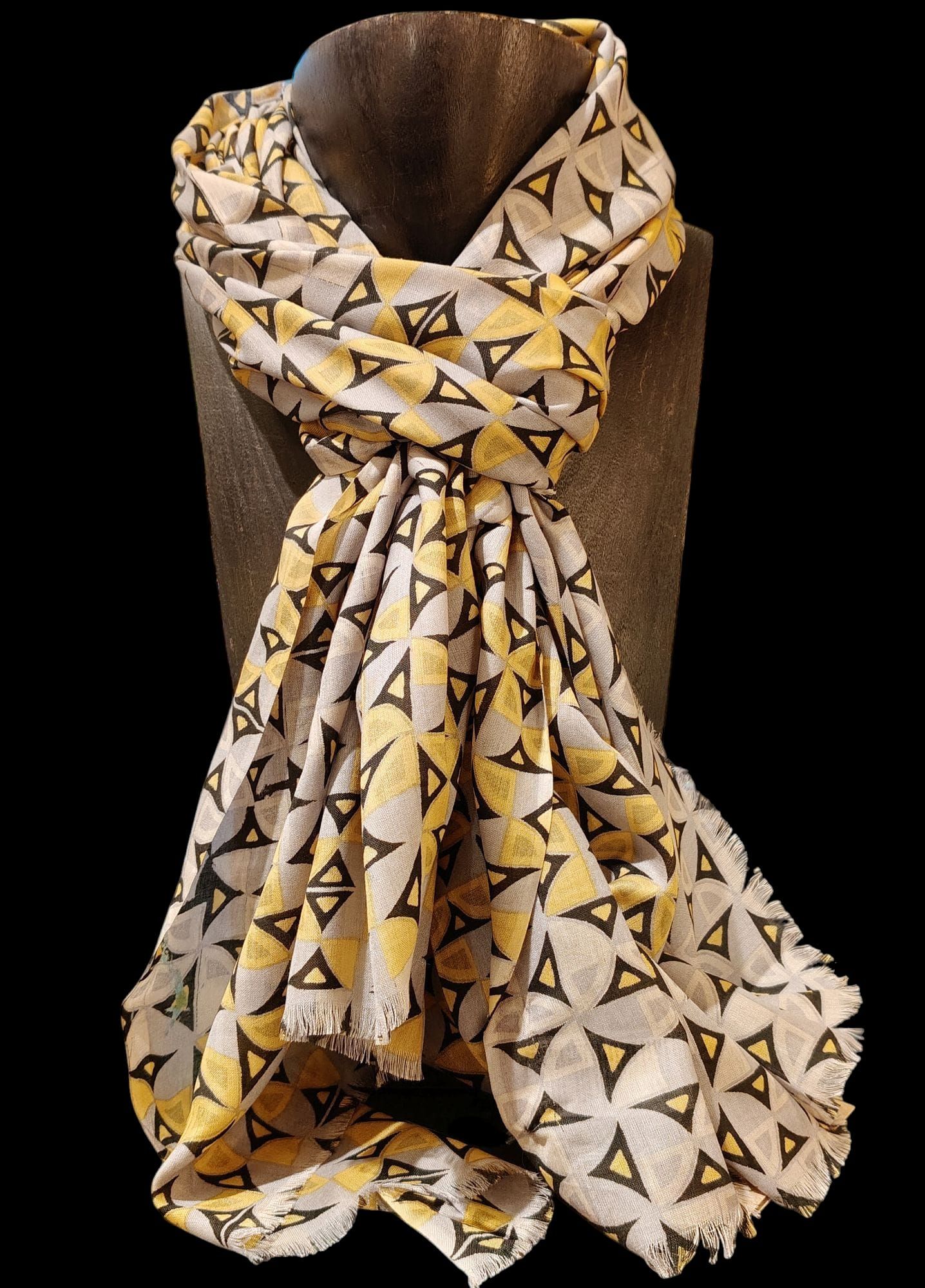sciarpa foulard seta e cotone leggera morbida fantasia geometrica