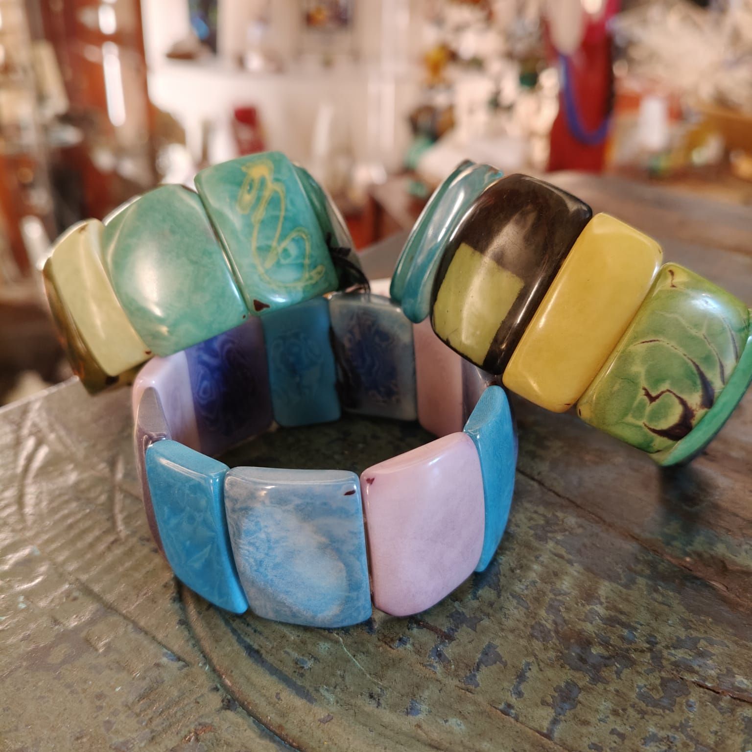 Tagua, avorio vegetale, bracciale colorato, durevole, brillante