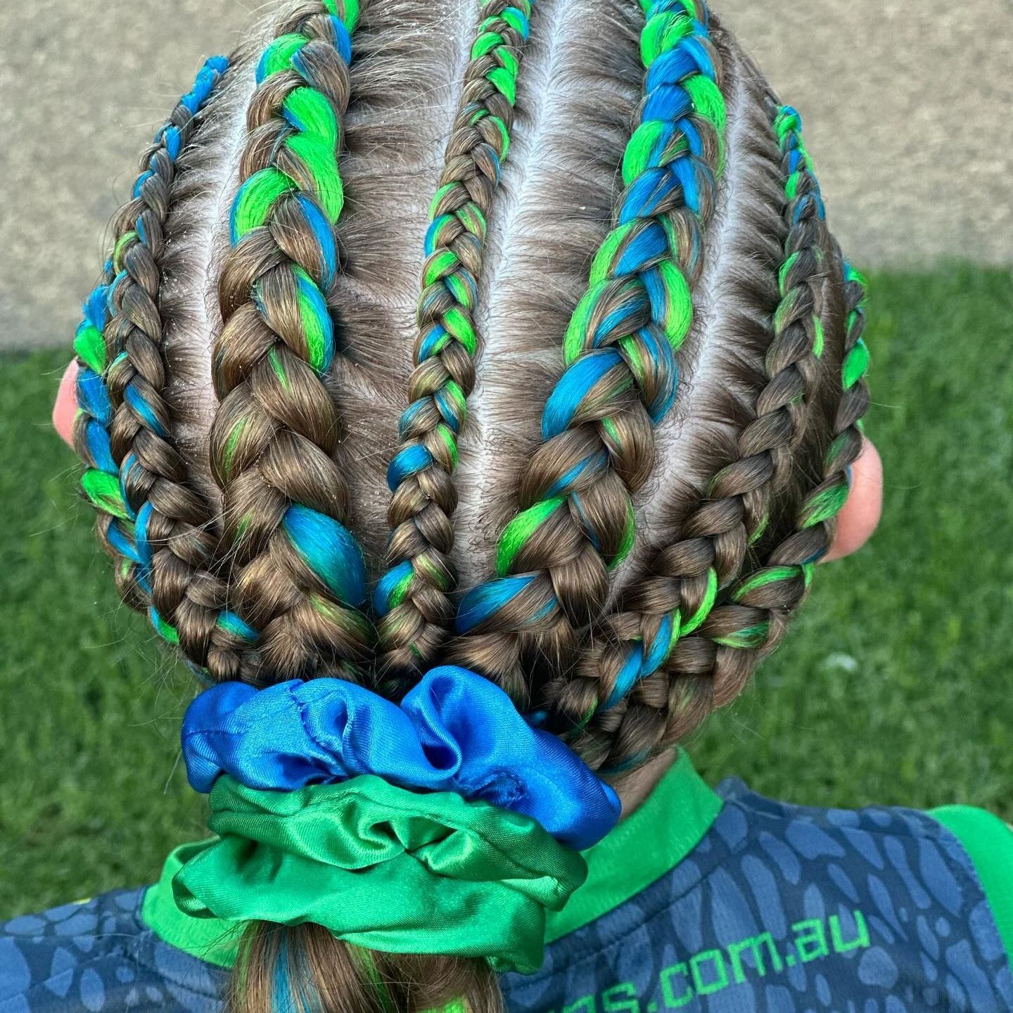 Green and Blue Braids — Sweet Parties & Braids in Tatton, NSW