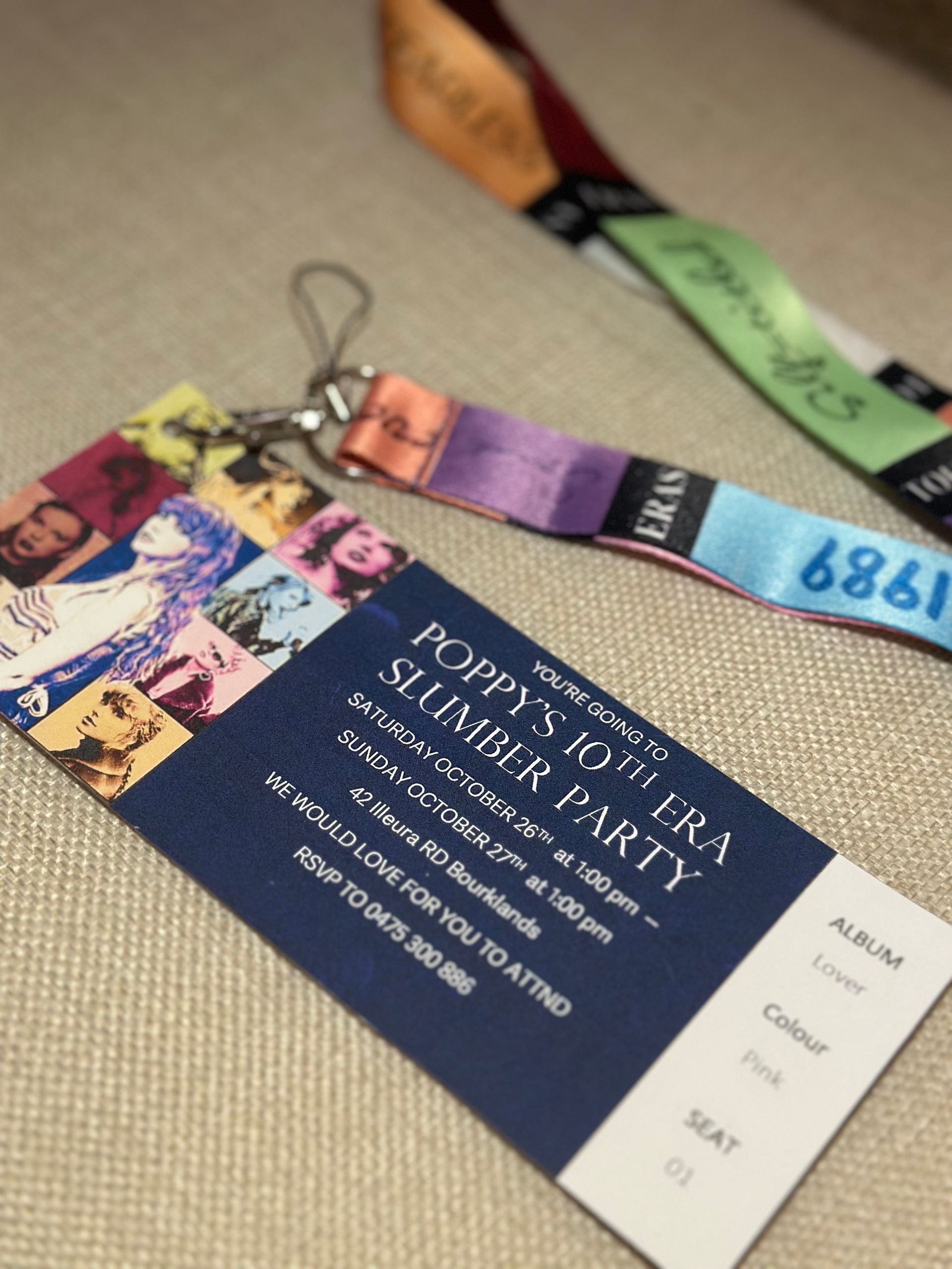 Lanyards and a Lanyard Card on a Carpeted Floor — Sweet Parties & Braids in Tatton, NSW