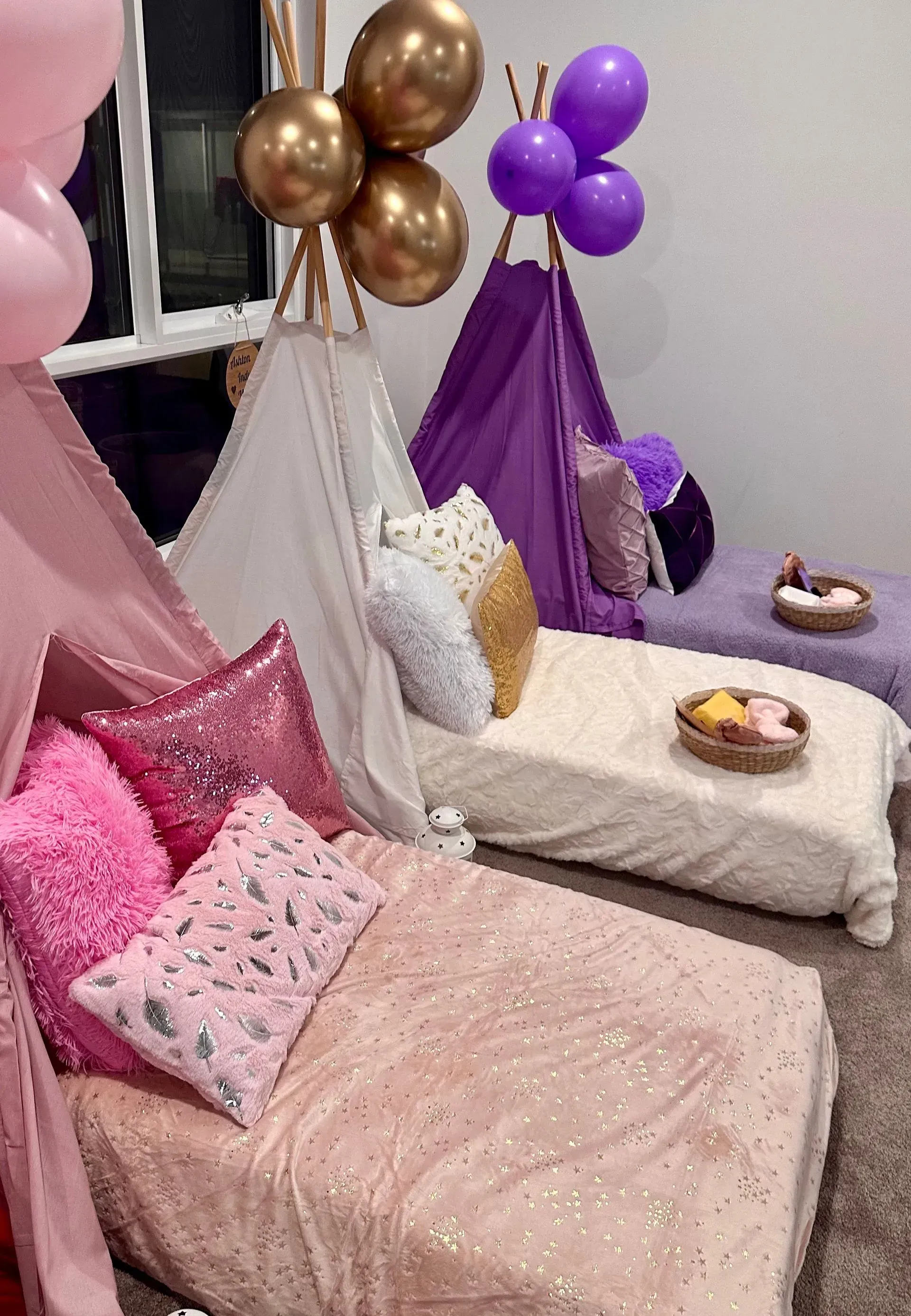 Indoor Sleepover Setup With Pastel Blankets — Sweet Parties & Braids in Tatton, NSW