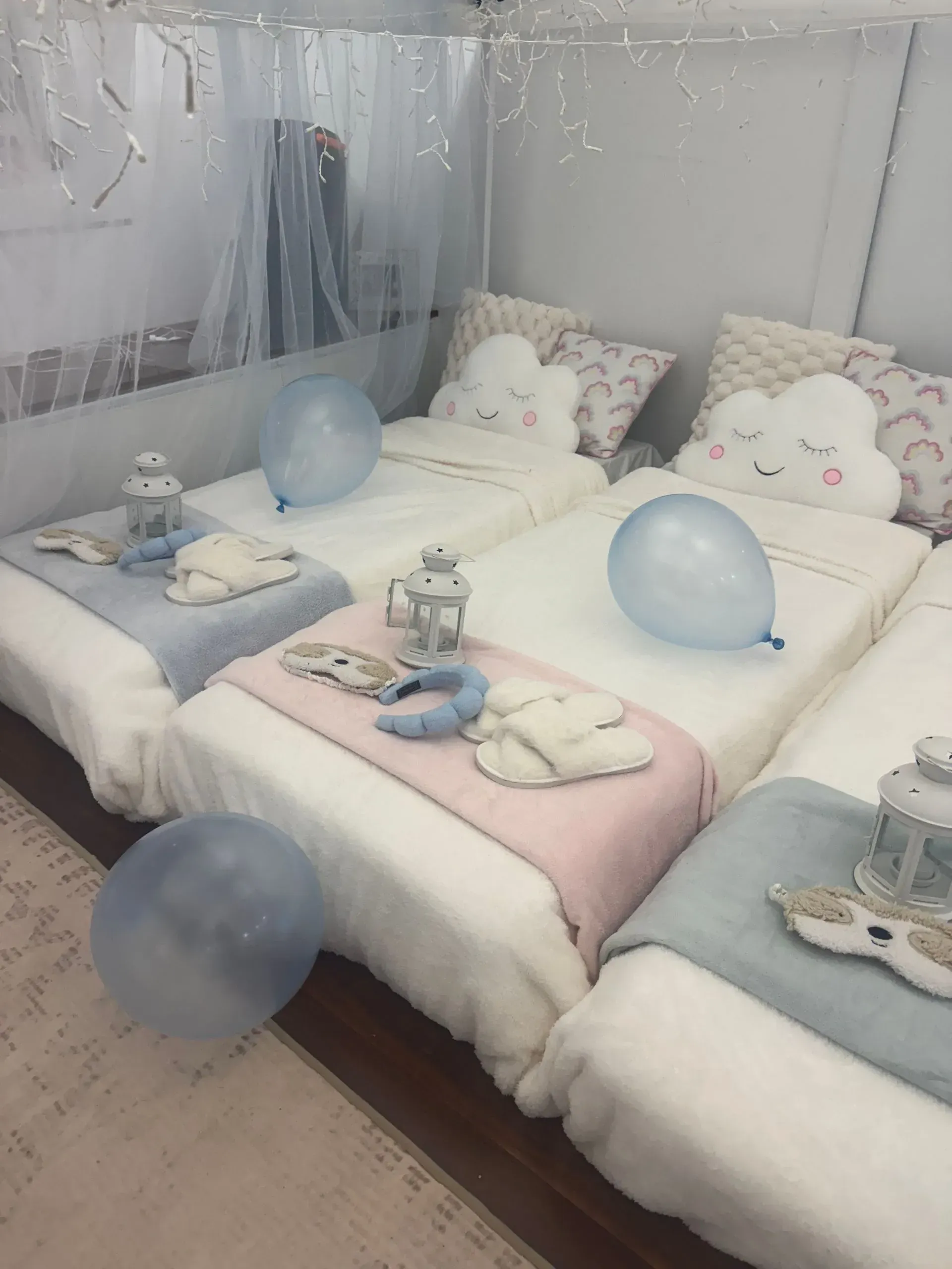 Four Neatly Made Beds With Pastel Blankets — Sweet Parties & Braids in Tatton, NSW