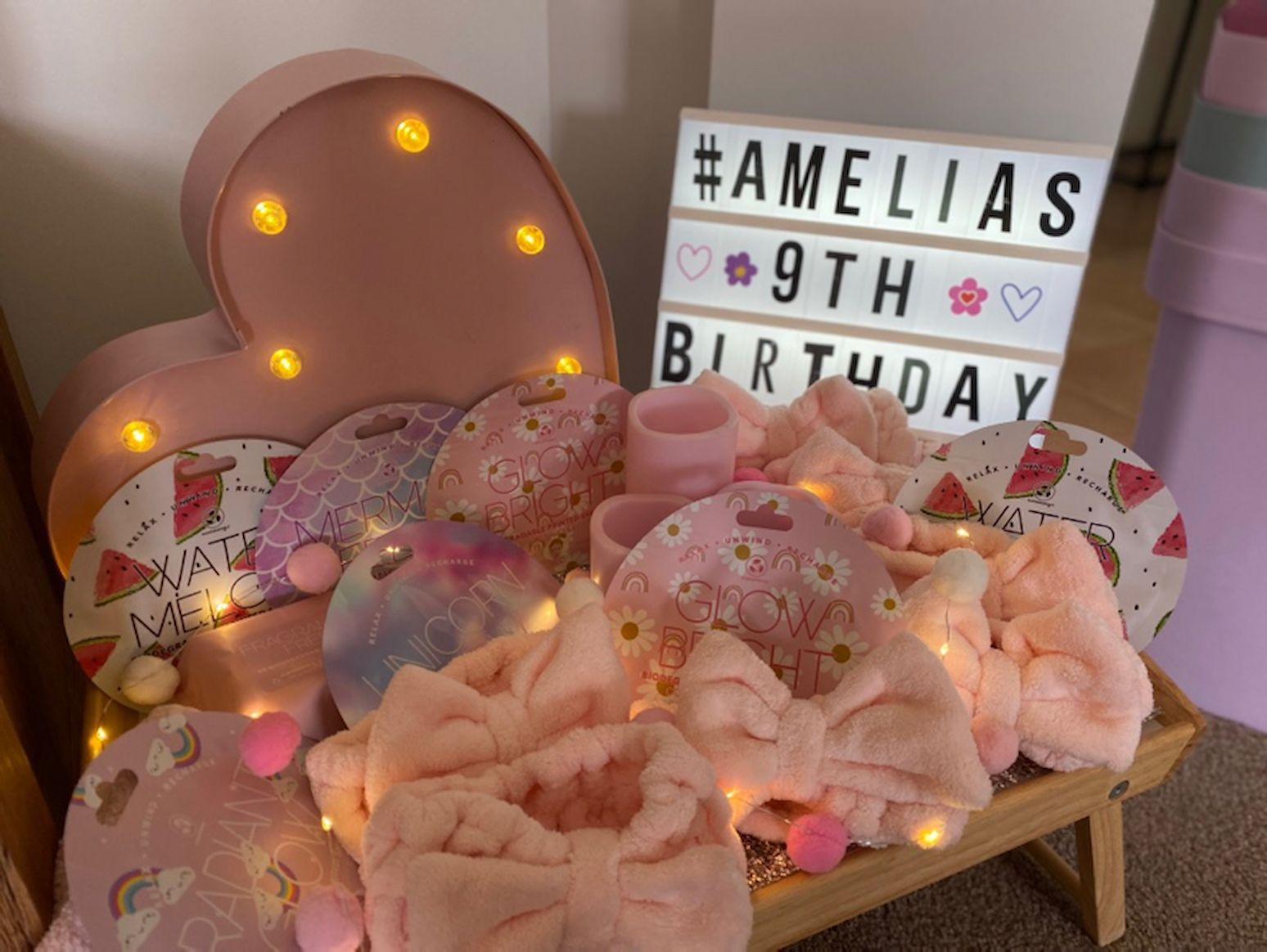Pink Heart-shaped Birthday Display With Donuts and a Sign — Sweet Parties & Braids in Tatton, NSW