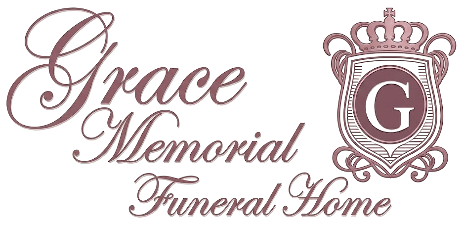 Grace Memorial Funeral Home logo with ornate pink script and a crowned āGā emblem
