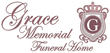 Grace Memorial Funeral Home logo with ornate pink script and a crowned “G” emblem