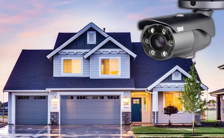 a house with a camera on top of it that says dav