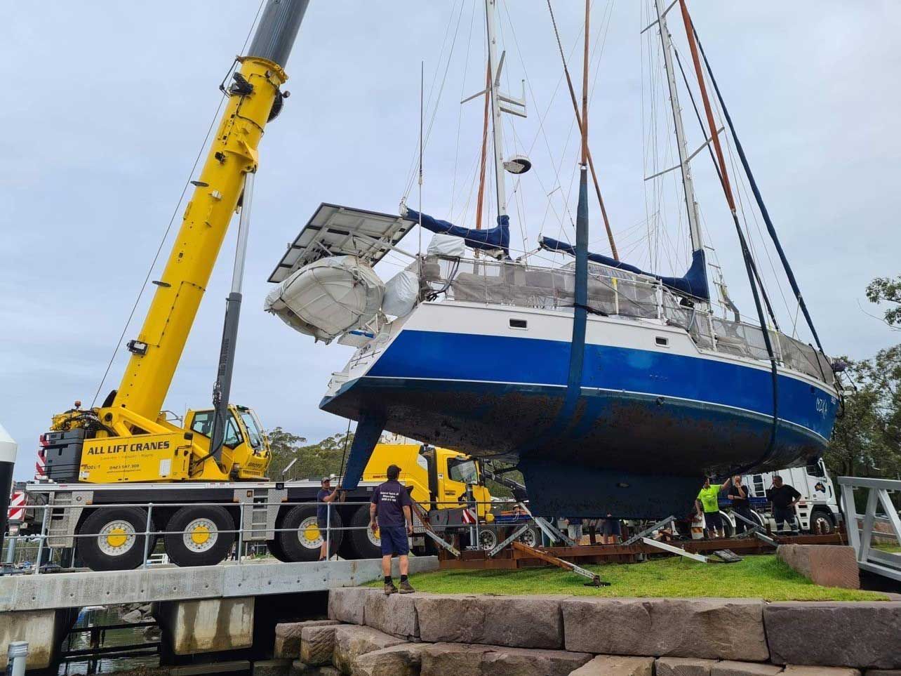 A Boat Is Being Lifted Into The Water By A Crane — All Lift Cranes In St Georges Basin, NSW