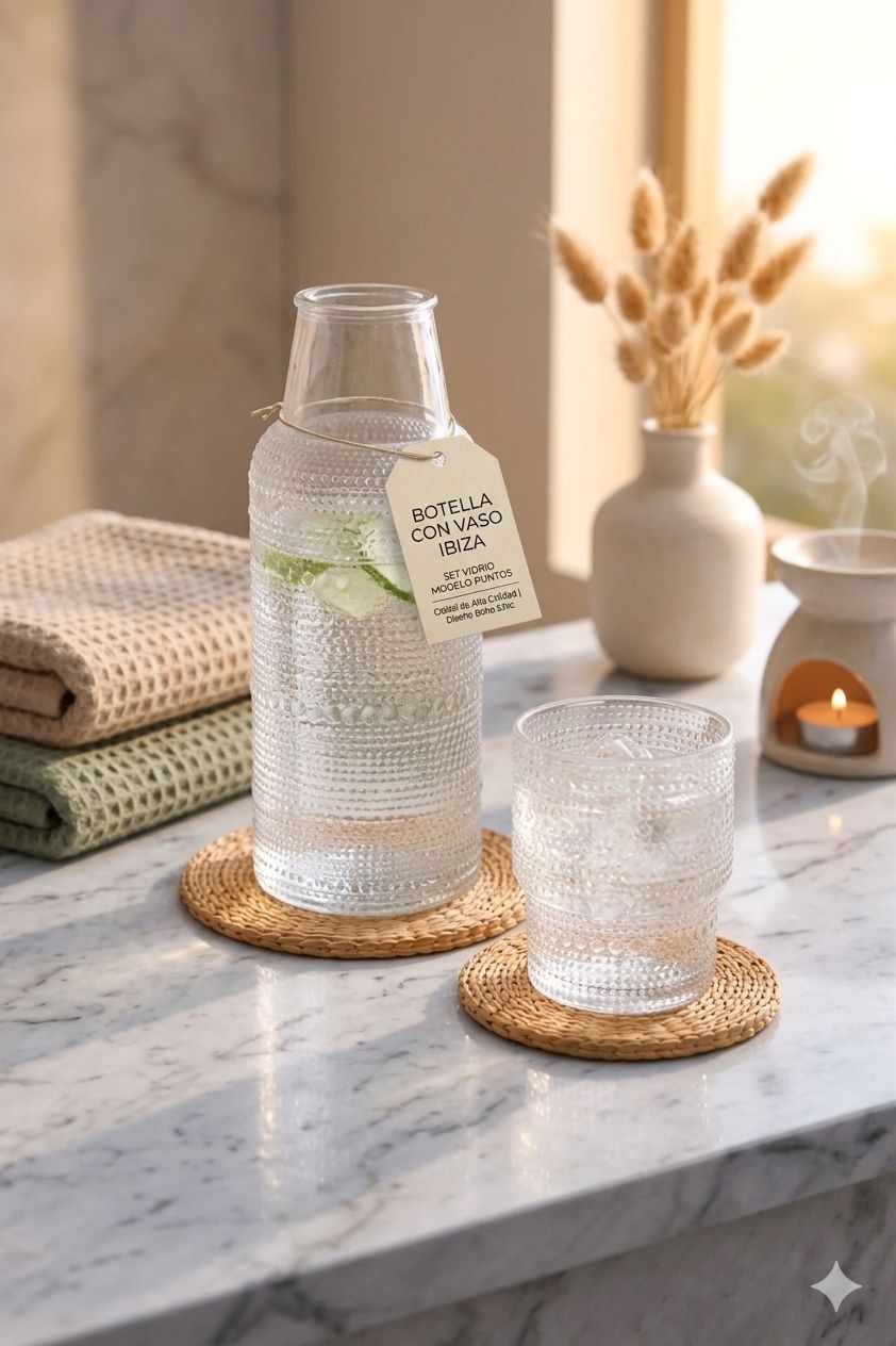 Set Botella con Vaso Ibiza Modelo Puntos