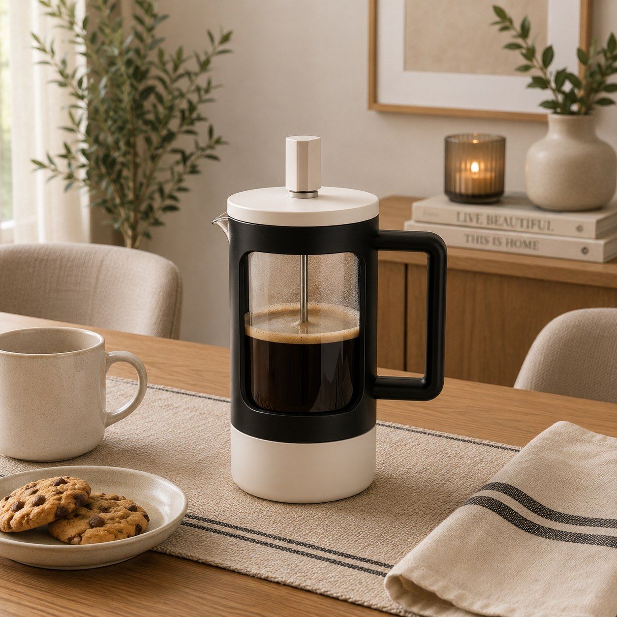 CAFETERA DE VIDRIO BICOLOR