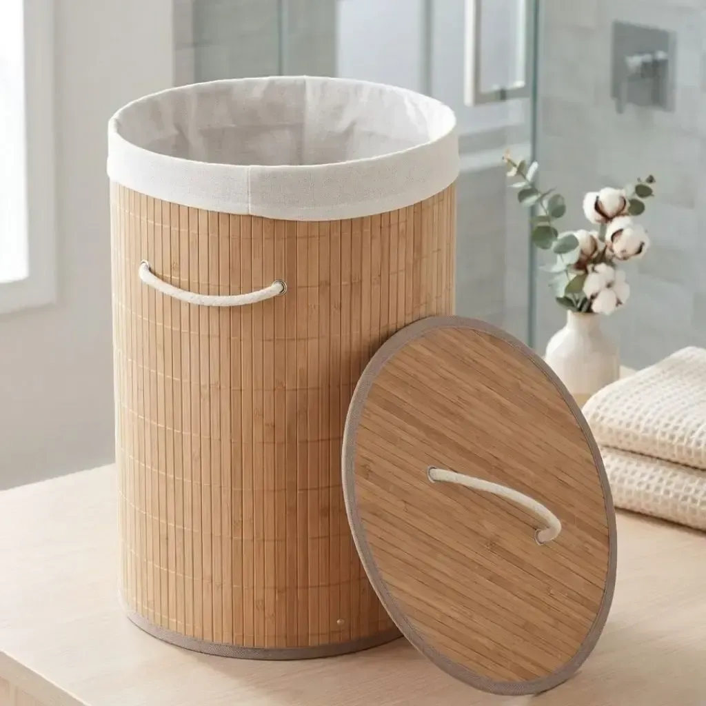 CANASTO DE ROPA DE BAMBU CIRCULAR