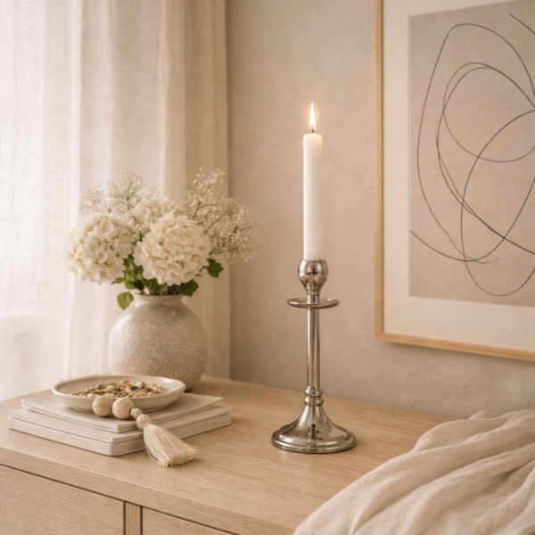Candelabro nickel porta vela chico