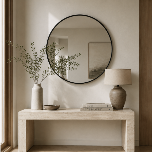 Espejo circular 80 cm negro