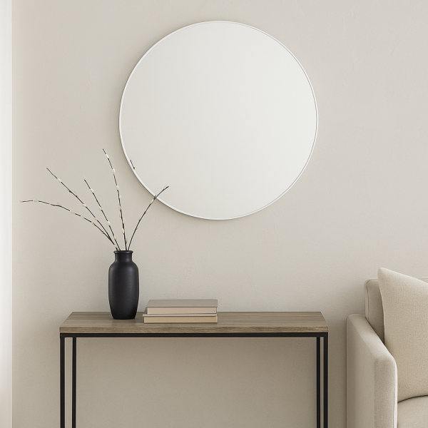 Espejo Circular Decorativo – Blanco (80 cm)