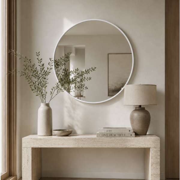 Espejo circular 80 cm blanco