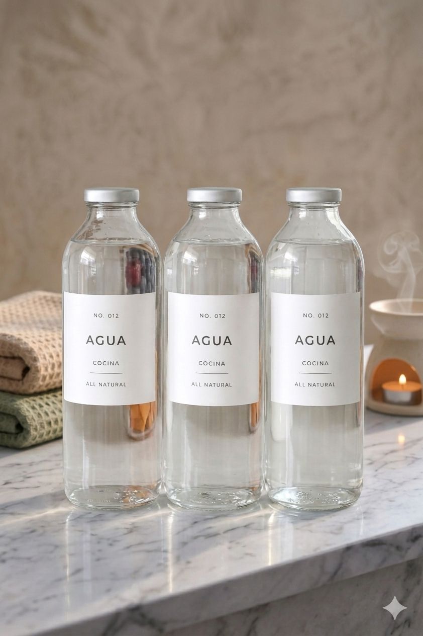 SET X3 BOTELLA VIDRIO ETIQUETA BLANCA